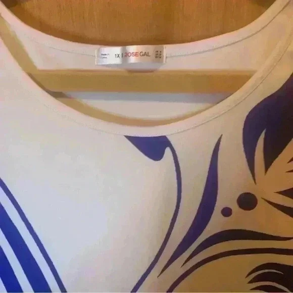 rosegal plus size tops 1X Blue With Lace Short Sleeve Crew Neck - Picture 4 of 13